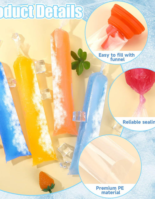 Load image into Gallery viewer, FEBSNOW 160 Disposable Ice Lolly Bags Popsicle Mold Clear 4x12 Inch with Funnel

