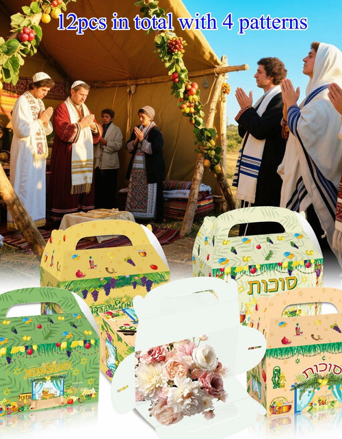 Load image into Gallery viewer, LOONELO Sukkot Party Favor Boxes 12pcs Green Cardstock Gift Bags with Handles
