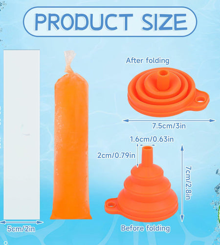 FEBSNOW 160 Disposable Ice Lolly Bags Popsicle Mold Clear 4x12 Inch with Funnel