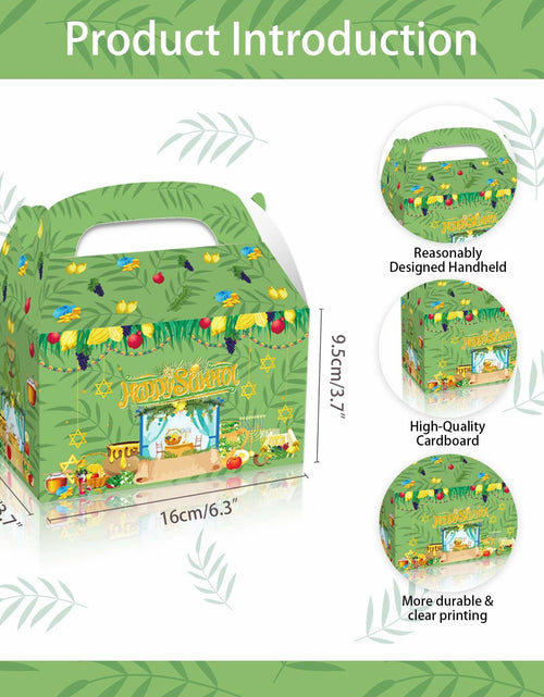 Load image into Gallery viewer, LOONELO Sukkot Party Favor Boxes 12pcs Green Cardstock Gift Bags with Handles
