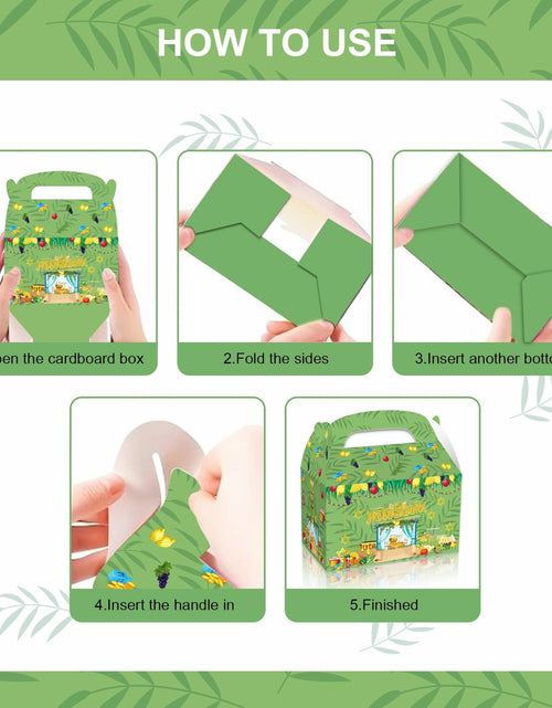 Load image into Gallery viewer, LOONELO Sukkot Party Favor Boxes 12pcs Green Cardstock Gift Bags with Handles
