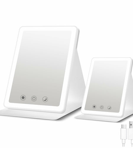 BACK KTCL 2 Pack 2025 Rechargeable Travel Makeup Vanity Mirror 72 LED White