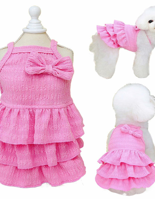 Load image into Gallery viewer, Wiz BBQT Cat Pink Tiered Ruffle Dress Bow Small Dog Clothes Size L
