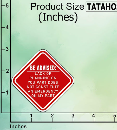 TATAHOS 3Pcs Lack of Planning Emergency Stickers Waterproof Vinyl 3" Multi