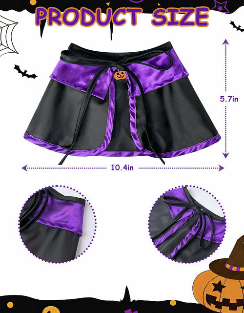 Load image into Gallery viewer, Pextian Halloween Cat Witch Costume Adjustable Black Purple Cloak Hat Size M/L
