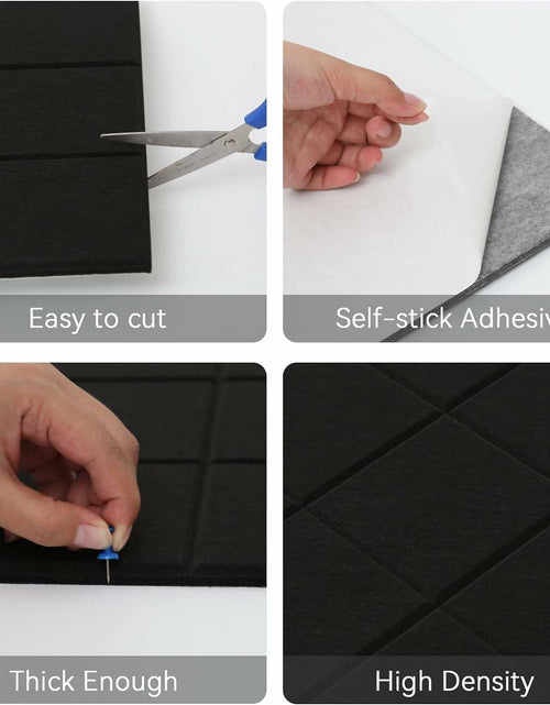 Load image into Gallery viewer, YUSALCEF 12 Pcs Large 11.8" Felt Bulletin Board Tiles Black with 60 Push Pins

