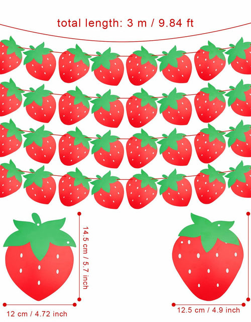 Load image into Gallery viewer, PEUTIER 4pcs Strawberry Party Banners Baby Shower Decorations Red Paper
