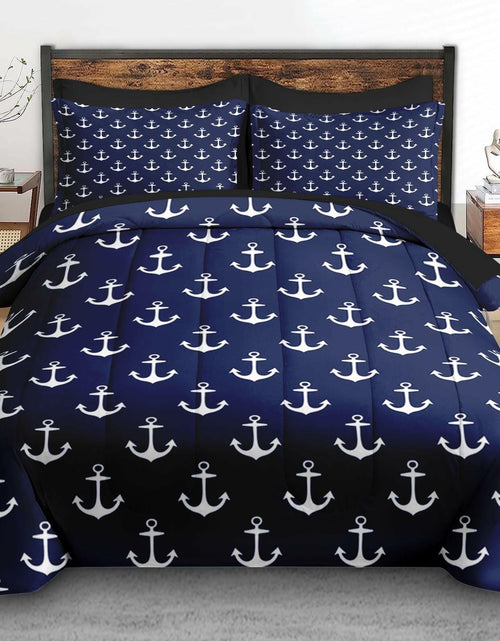Load image into Gallery viewer, Pamnest Twin Comforter Set Nautical Navy Blue 5 Pcs Bedding Size Twin
