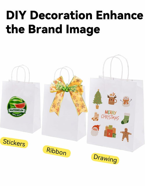 Load image into Gallery viewer, BAG BOX 50 Pack Kraft Paper Gift Bags with Handles 8.25x4.3x10.6 Inch White
