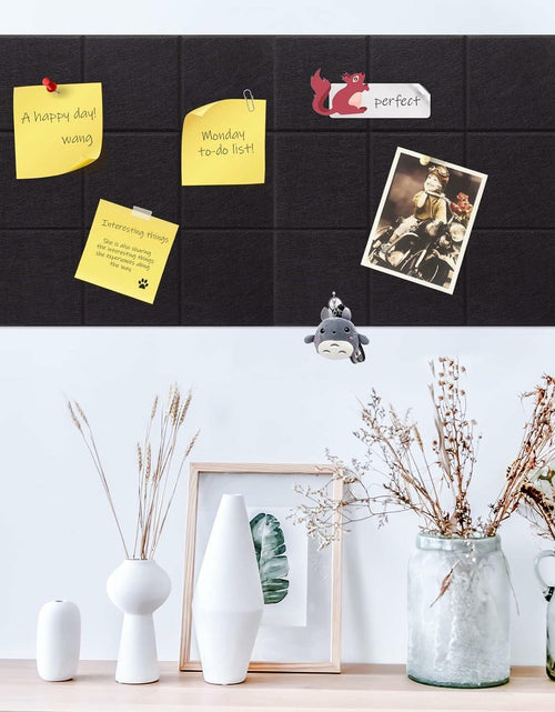 Load image into Gallery viewer, YUSALCEF 12 Pcs Large 11.8" Felt Bulletin Board Tiles Black with 60 Push Pins
