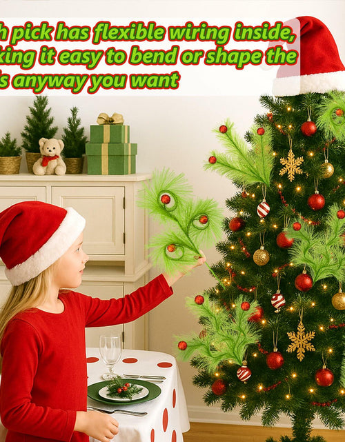 Load image into Gallery viewer, Ruxiel 17 Inch Christmas Tree Picks 6 PCS Lime Green Furry Curly Stems
