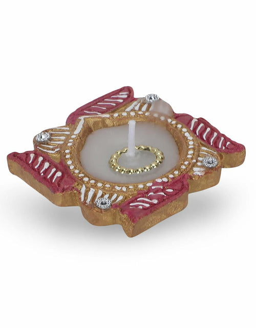 Load image into Gallery viewer, 4OUR FAITH 12 Pc Multicolor Terracotta Swastik Wax Diyas Oil Lamps
