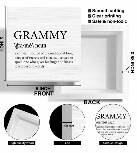 VKYN Grammy Gift Wood Box Keepsake Multicolor 5x5 Inches Home Decor