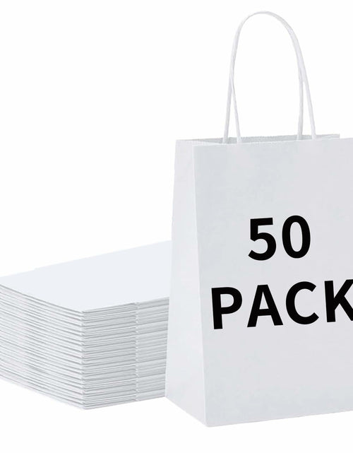Load image into Gallery viewer, BAG BOX 50 Pack Kraft Paper Gift Bags with Handles 8.25x4.3x10.6 Inch White
