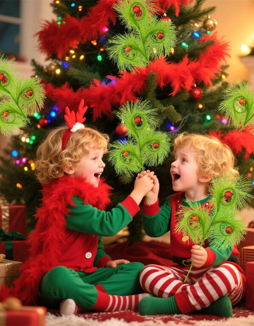Load image into Gallery viewer, Ruxiel 17 Inch Christmas Tree Picks 6 PCS Lime Green Furry Curly Stems
