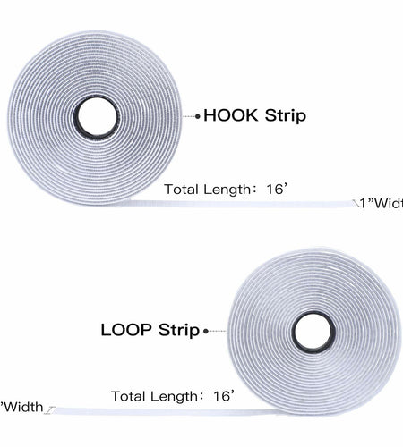 BQS 1" Self Adhesive Hook and Loop Tape 16ft Black Sticky Back Fastener