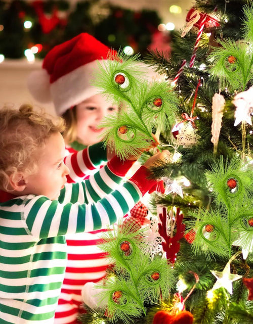 Load image into Gallery viewer, Ruxiel 17 Inch Christmas Tree Picks 6 PCS Lime Green Furry Curly Stems
