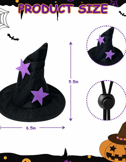 Load image into Gallery viewer, Pextian Halloween Cat Witch Costume Adjustable Black Purple Cloak Hat Size M/L
