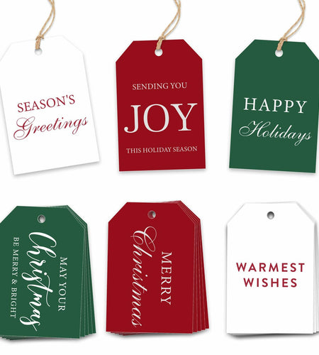 Tersus Christmas Gift Tags 48 pcs with Rope for Holiday Gifts Xmas Decor