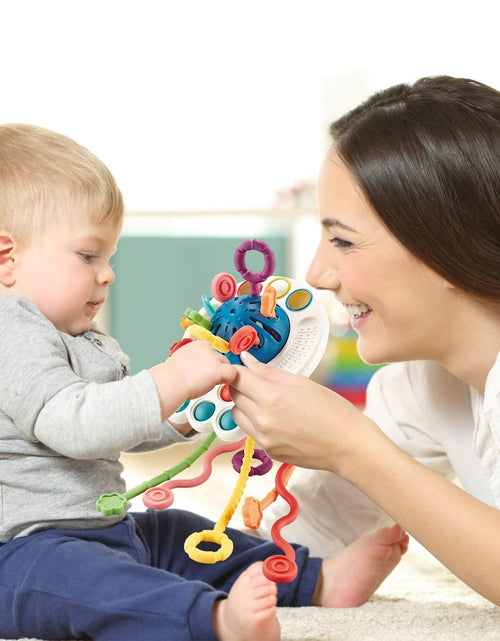 Load image into Gallery viewer, Thremhoo Montessori Silicone Baby Pull String Toy Toddler Red Blue Multi-color
