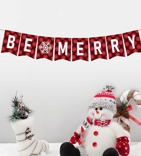 DONCIDAY Merry Christmas Banner Glitter Holiday Party Decorations RED
