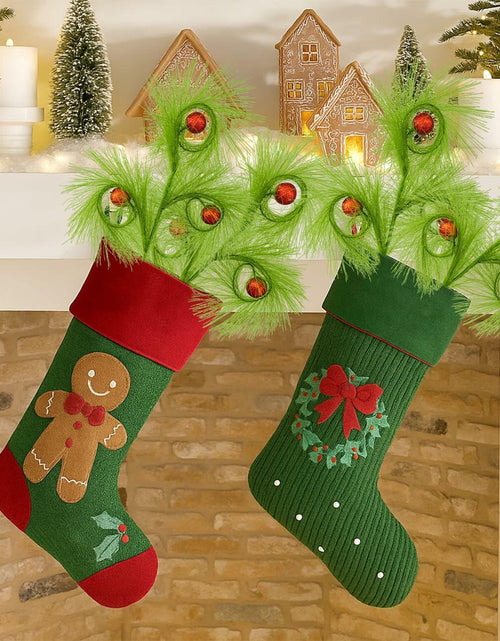 Load image into Gallery viewer, Ruxiel 17 Inch Christmas Tree Picks 6 PCS Lime Green Furry Curly Stems
