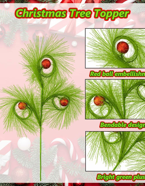 Load image into Gallery viewer, Ruxiel 17 Inch Christmas Tree Picks 6 PCS Lime Green Furry Curly Stems
