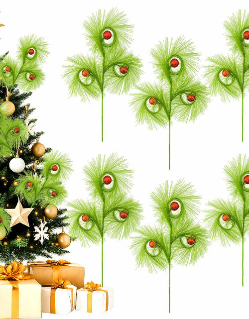 Load image into Gallery viewer, Ruxiel 17 Inch Christmas Tree Picks 6 PCS Lime Green Furry Curly Stems
