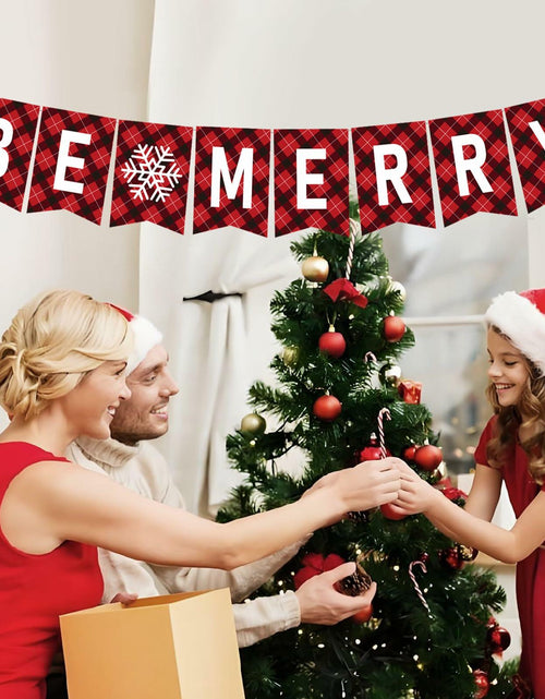 Load image into Gallery viewer, DONCIDAY Merry Christmas Banner Glitter Holiday Party Decorations RED
