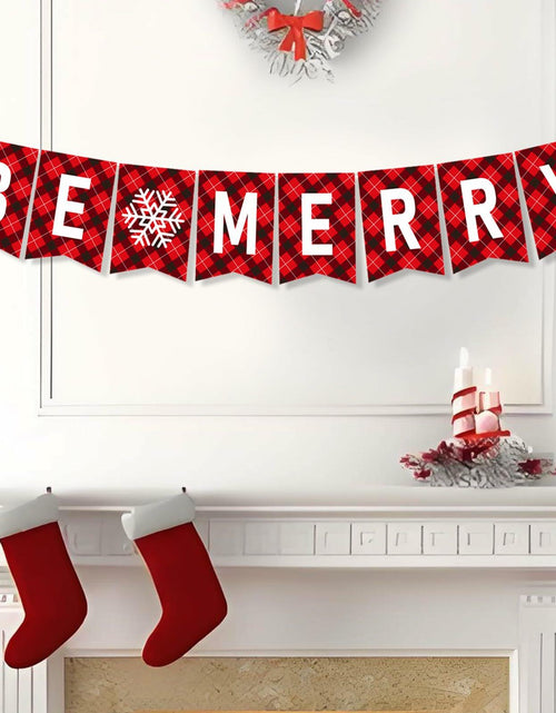 Load image into Gallery viewer, DONCIDAY Merry Christmas Banner Glitter Holiday Party Decorations RED
