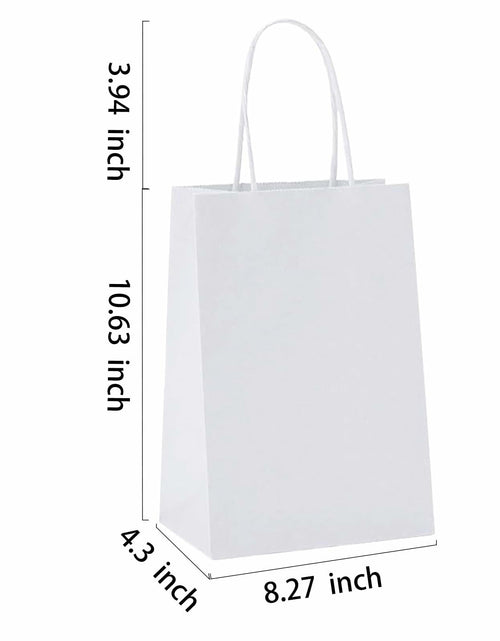 Load image into Gallery viewer, BAG BOX 50 Pack Kraft Paper Gift Bags with Handles 8.25x4.3x10.6 Inch White

