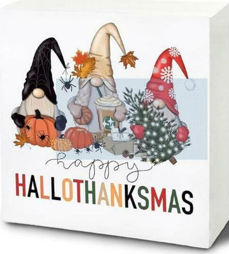 UNCDLV Happy Gnomes Wooden Sign Fall Decor 6x6 Inch hallothanksmas2