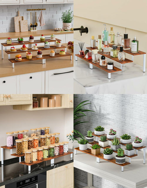Load image into Gallery viewer, MIMIyasha 3 Tier Wooden Display Stand Riser Organizer White 4 pcs
