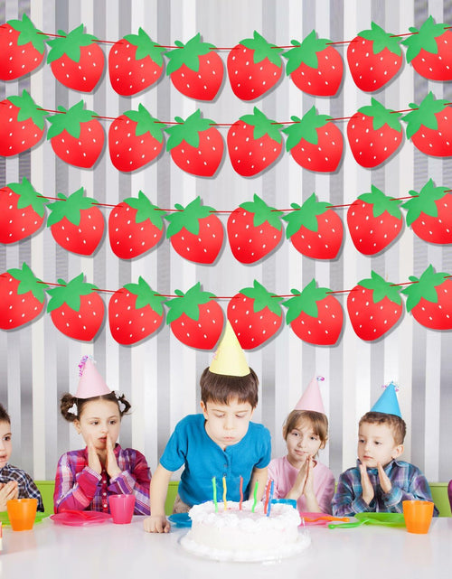 Load image into Gallery viewer, PEUTIER 4pcs Strawberry Party Banners Baby Shower Decorations Red Paper
