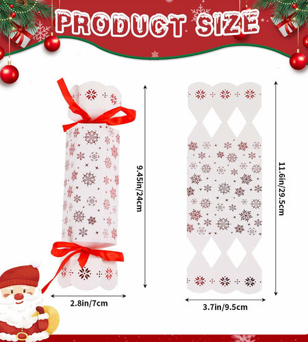 CCINEE Christmas Treat Boxes 24 Pack DIY Snowflake Ribbon Red Paper