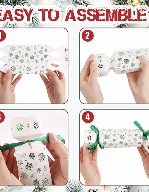 Load image into Gallery viewer, CCINEE Christmas Treat Boxes 24 Pack DIY Snowflake Ribbon Red Paper

