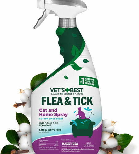 Vet's Best Flea & Tick Home Spray for Cats 32 oz Cotton Spice Scent