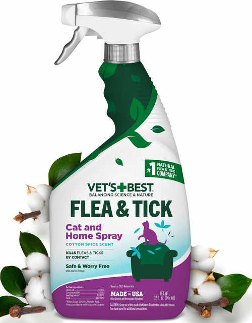 Load image into Gallery viewer, Vet's Best Flea &amp; Tick Home Spray for Cats 32 oz Cotton Spice Scent
