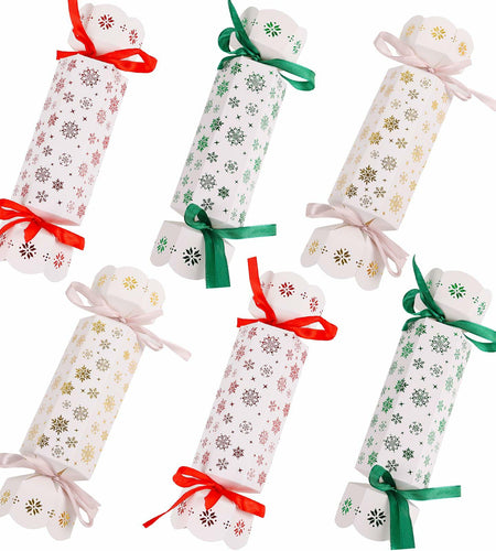 CCINEE Christmas Treat Boxes 24 Pack DIY Snowflake Ribbon Red Paper