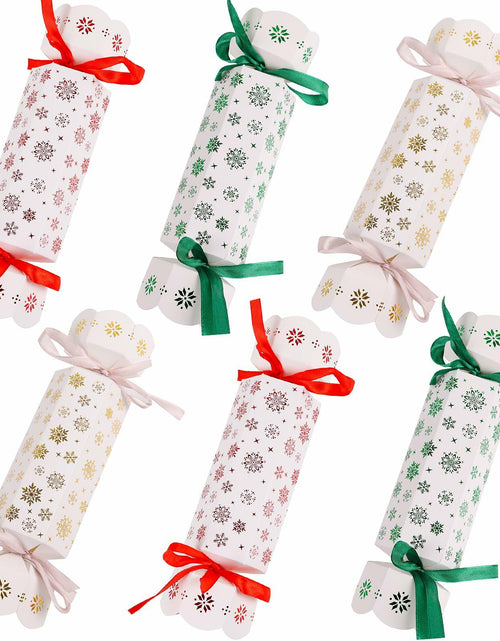 Load image into Gallery viewer, CCINEE Christmas Treat Boxes 24 Pack DIY Snowflake Ribbon Red Paper
