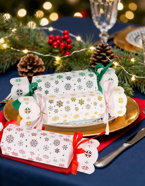 Load image into Gallery viewer, CCINEE Christmas Treat Boxes 24 Pack DIY Snowflake Ribbon Red Paper
