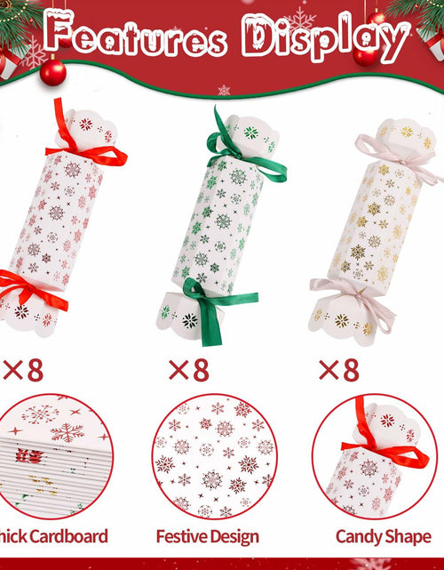 Load image into Gallery viewer, CCINEE Christmas Treat Boxes 24 Pack DIY Snowflake Ribbon Red Paper
