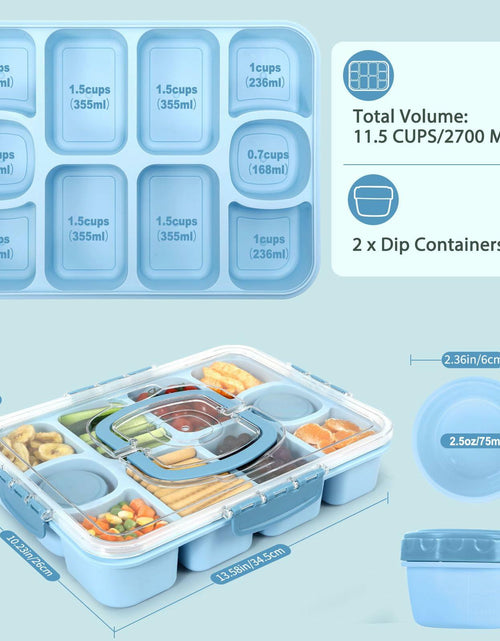 Load image into Gallery viewer, Caperci Snackle Box 10-Compartment Tray with Lid Handle Sky Blue BPA-Free
