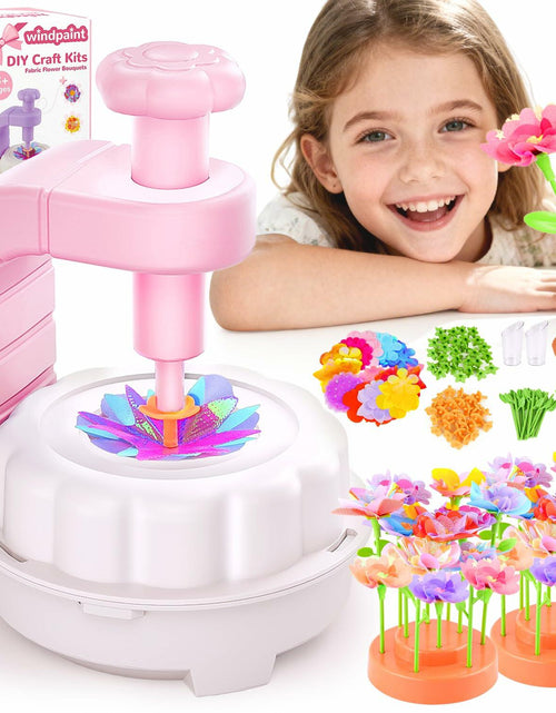 Load image into Gallery viewer, windpaint Arts and Crafts DIY Fabric Flower Bouquet Kit for Kids Pink
