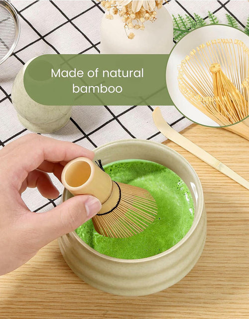 Load image into Gallery viewer, Sfutee Matcha Whisk Set 4pcs Ceramic Bowl Bamboo Scoop Chasen Holder 19oz Green
