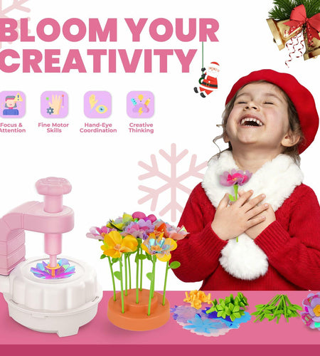 windpaint Arts and Crafts DIY Fabric Flower Bouquet Kit for Kids Pink