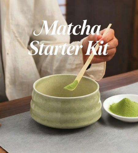 Sfutee Matcha Whisk Set 4pcs Ceramic Bowl Bamboo Scoop Chasen Holder 19oz Green