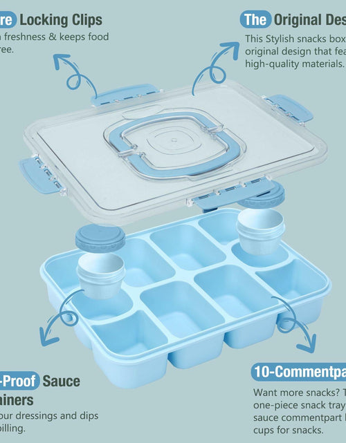 Load image into Gallery viewer, Caperci Snackle Box 10-Compartment Tray with Lid Handle Sky Blue BPA-Free
