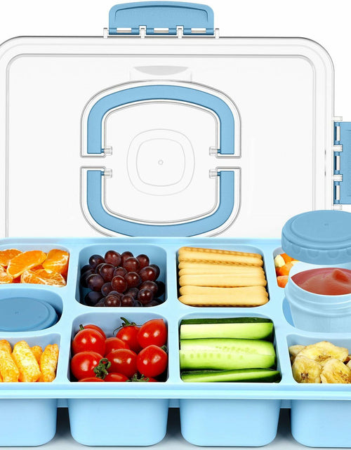 Load image into Gallery viewer, Caperci Snackle Box 10-Compartment Tray with Lid Handle Sky Blue BPA-Free
