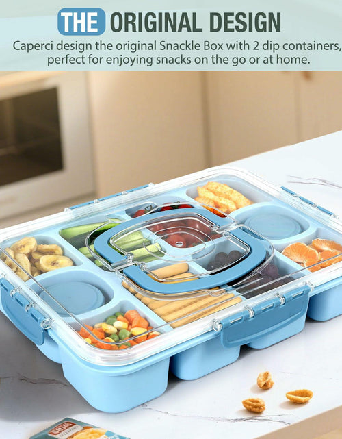 Load image into Gallery viewer, Caperci Snackle Box 10-Compartment Tray with Lid Handle Sky Blue BPA-Free
